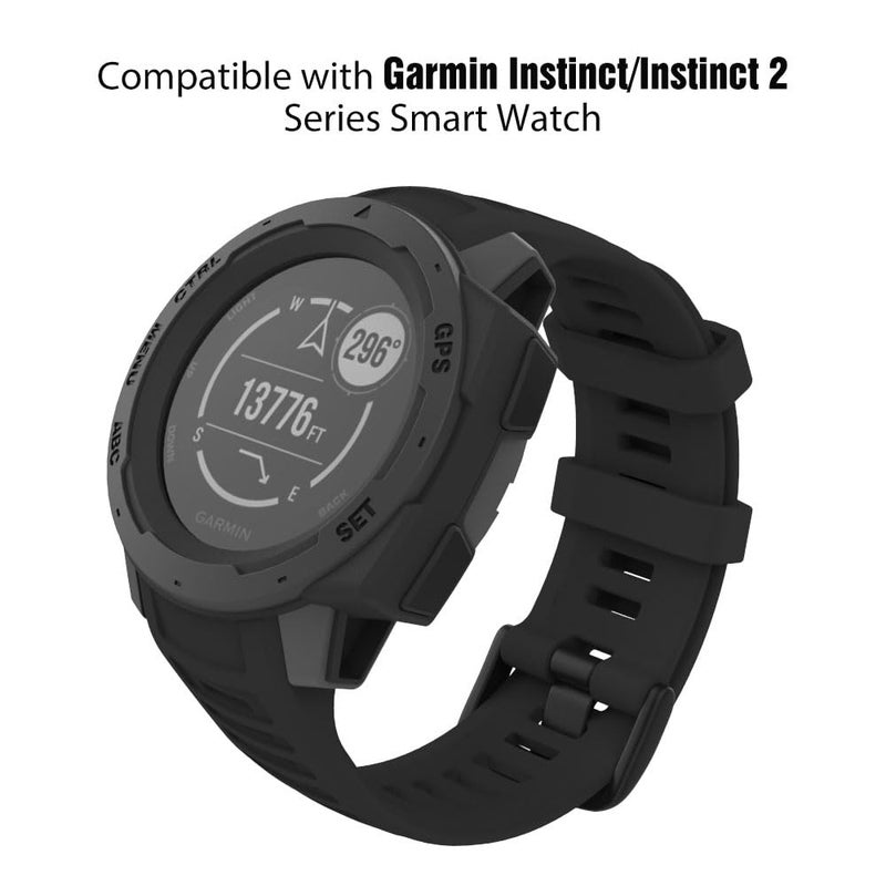 MoKo Watch Strap Compatible with Garmin Instinct Esports/Solar/Tactical/Tide Military Watch,Soft Silicone Adjustable Replacement Band Fit Garmin Instinct 2 Sports GPS Smart Watch - Black - Image 2
